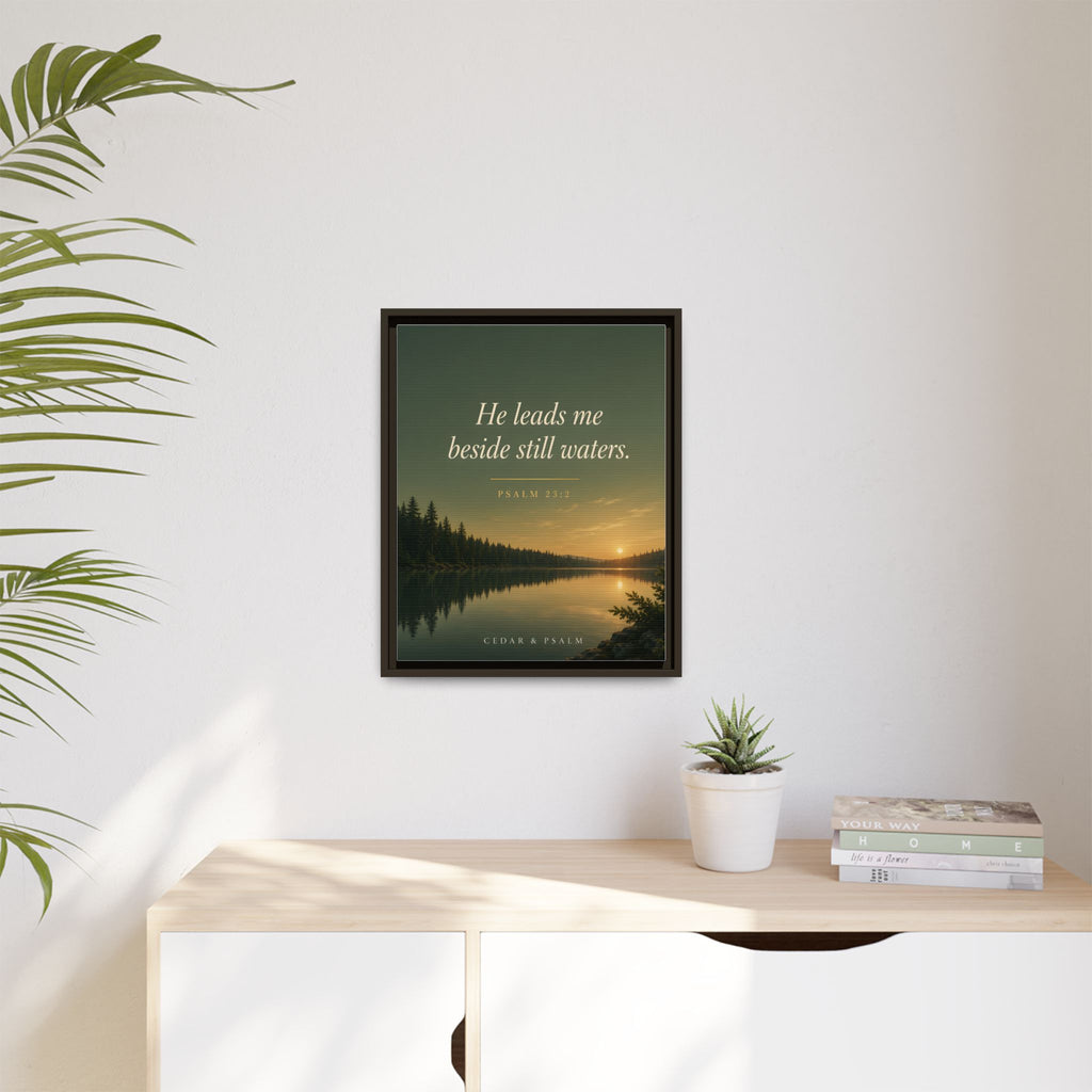 Still Waters — Framed Canvas | Psalm 23 Wall Art