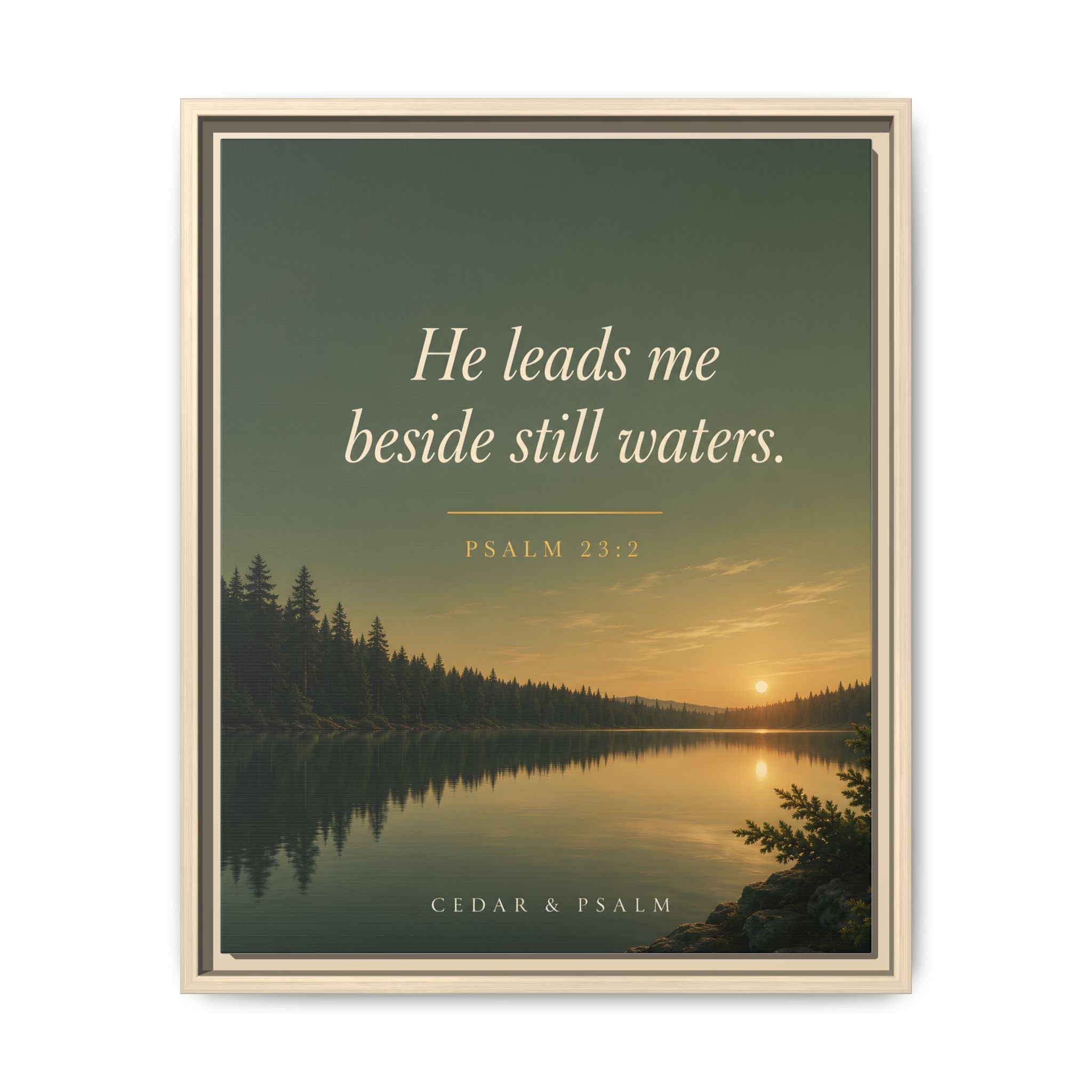 Still Waters — Framed Canvas | Psalm 23 Wall Art