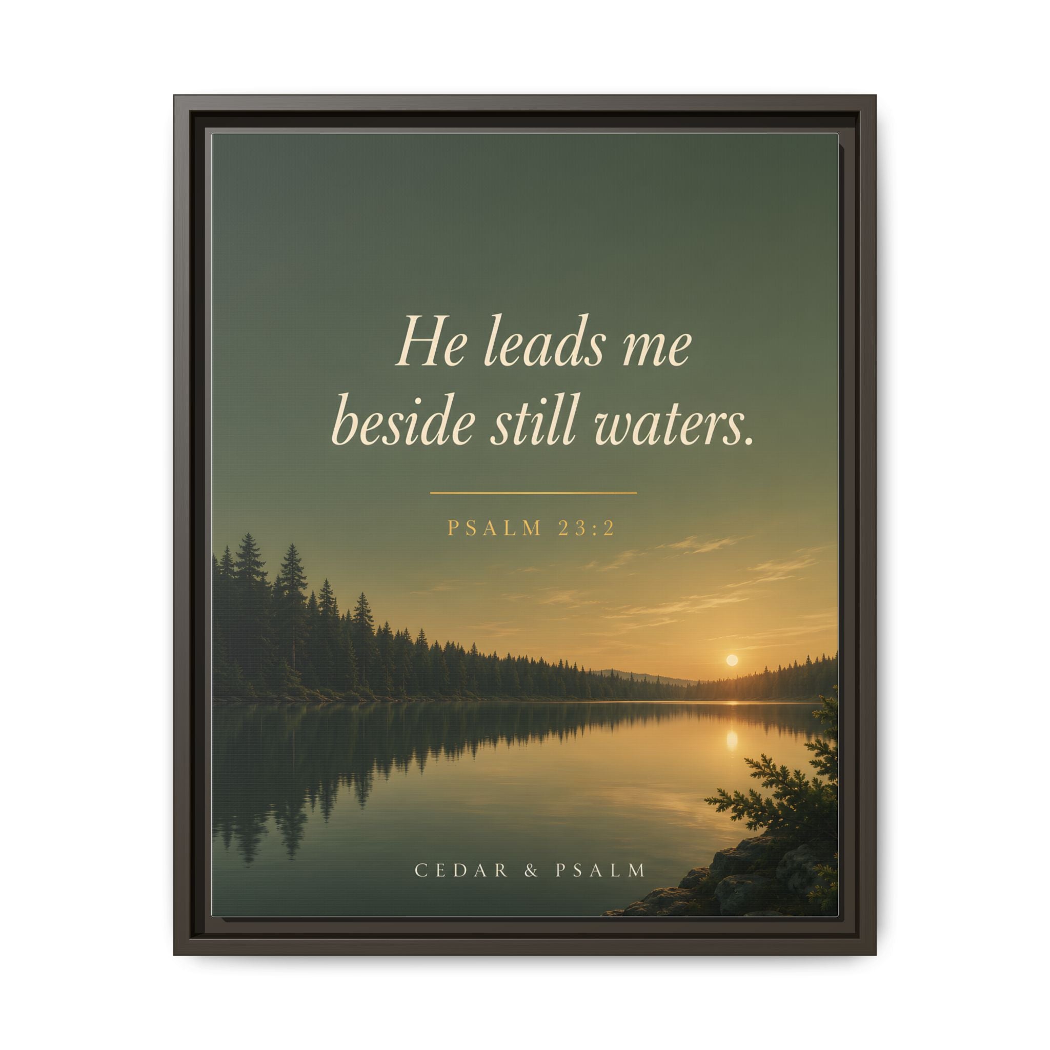 Still Waters — Framed Canvas | Psalm 23 Wall Art