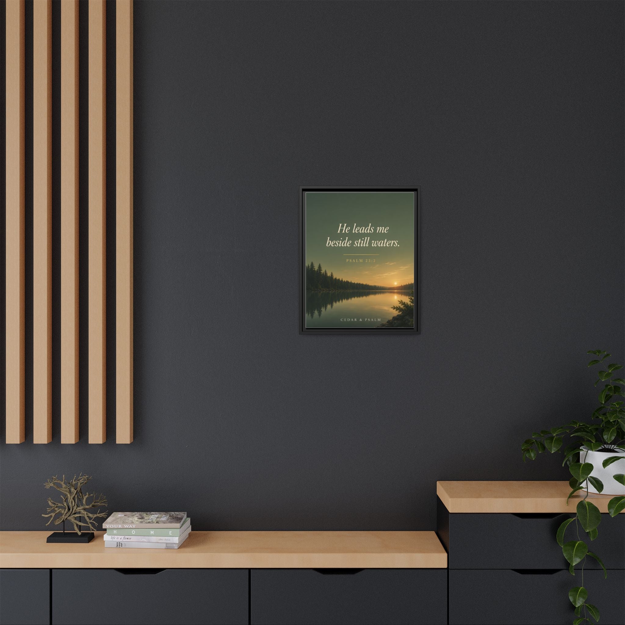 Still Waters — Framed Canvas | Psalm 23 Wall Art