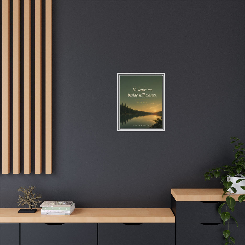 Still Waters — Framed Canvas | Psalm 23 Wall Art