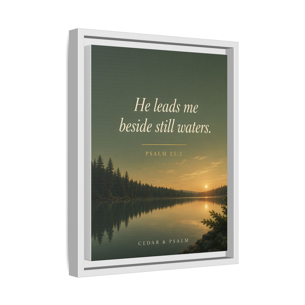 Still Waters — Framed Canvas | Psalm 23 Wall Art
