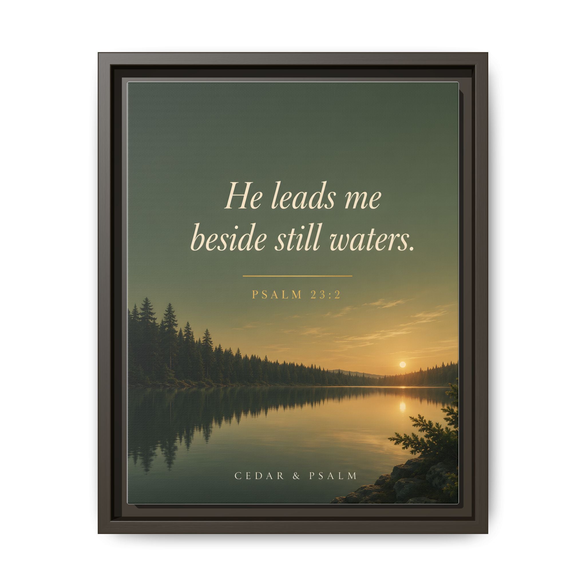 Still Waters — Framed Canvas | Psalm 23 Wall Art