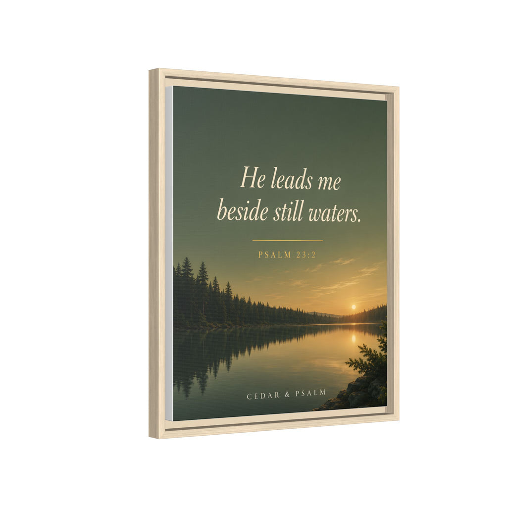 Still Waters — Framed Canvas | Psalm 23 Wall Art