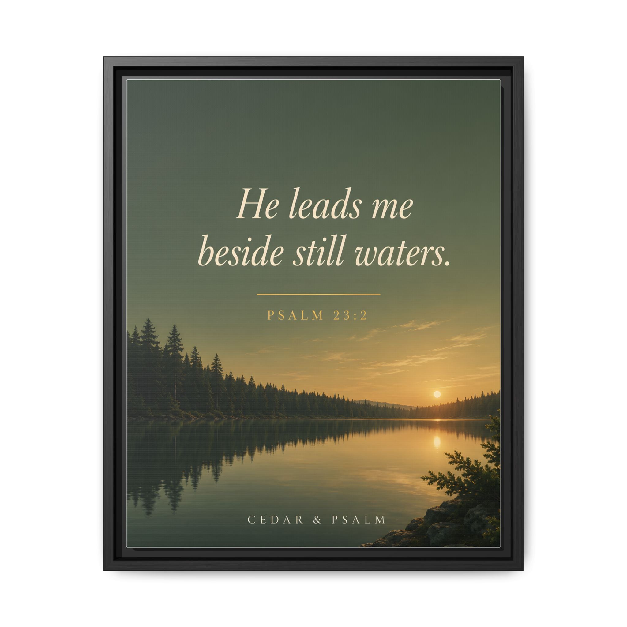 Still Waters — Framed Canvas | Psalm 23 Wall Art