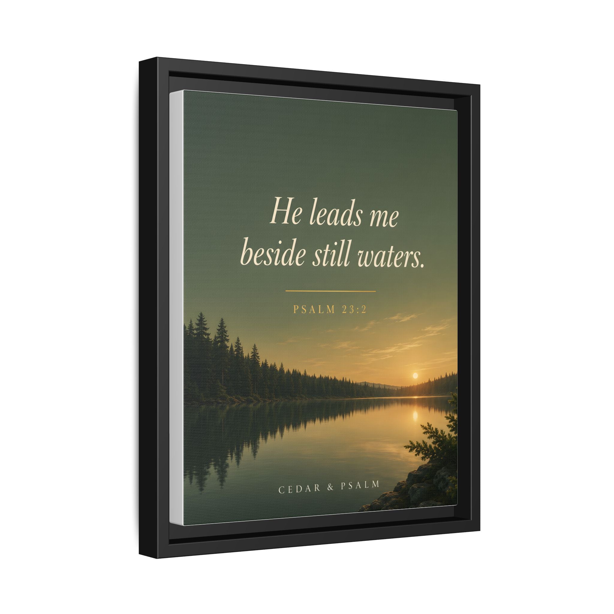 Still Waters — Framed Canvas | Psalm 23 Wall Art