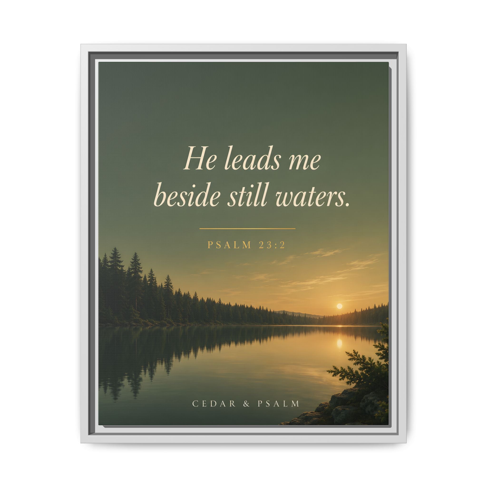 Still Waters — Framed Canvas | Psalm 23 Wall Art