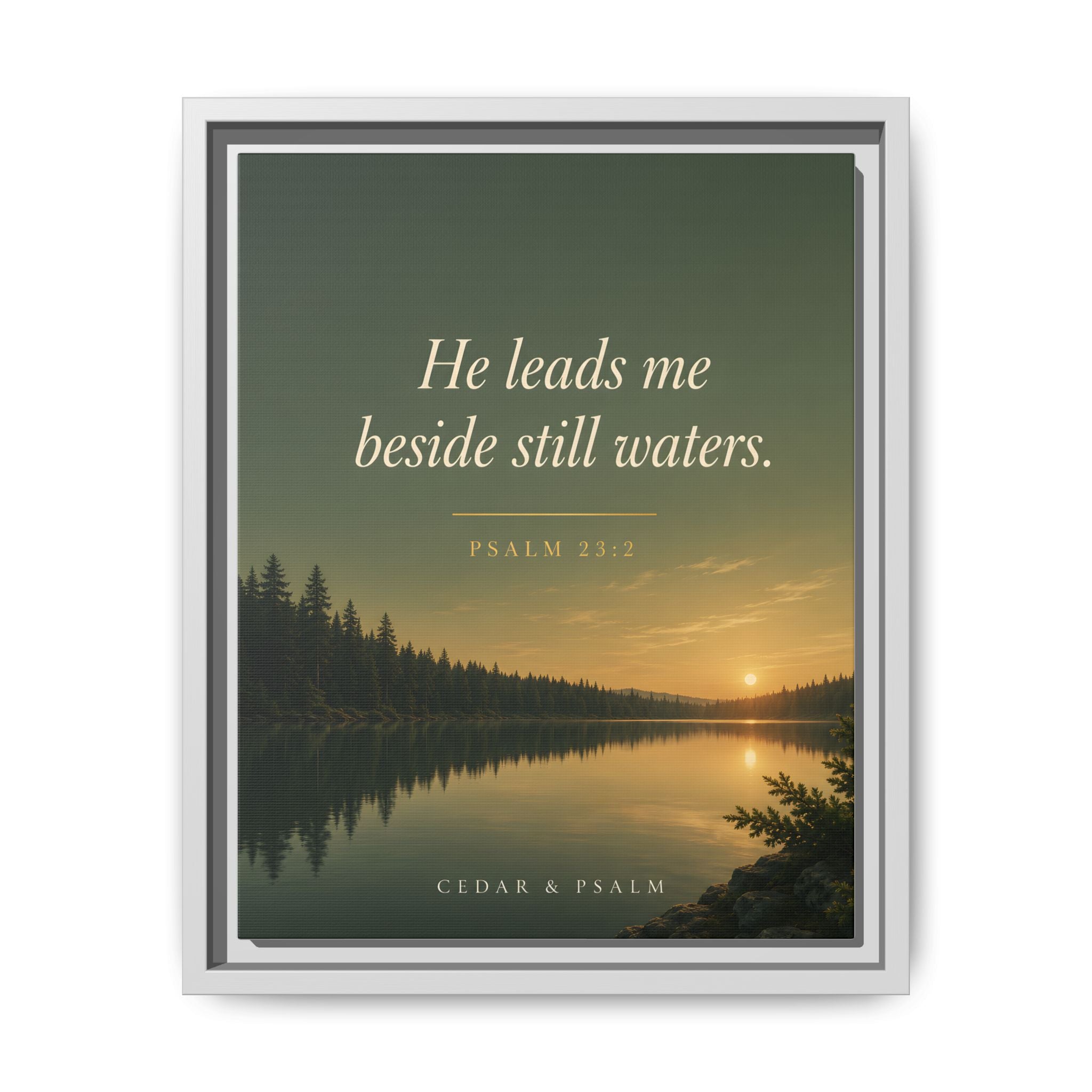 Still Waters — Framed Canvas | Psalm 23 Wall Art