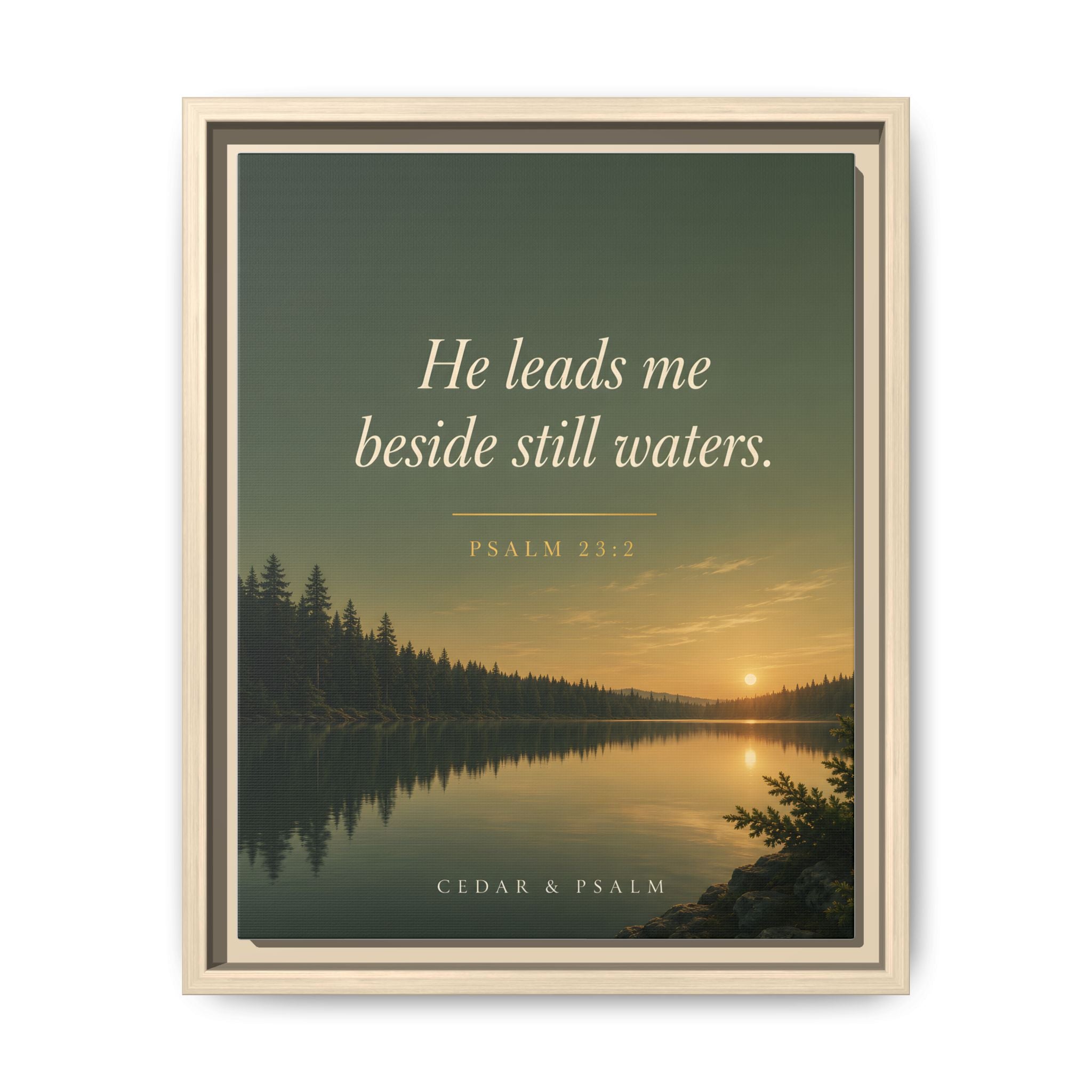 Still Waters — Framed Canvas | Psalm 23 Wall Art