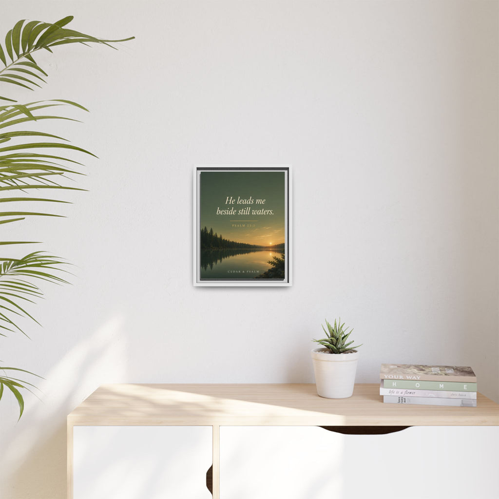 Still Waters — Framed Canvas | Psalm 23 Wall Art