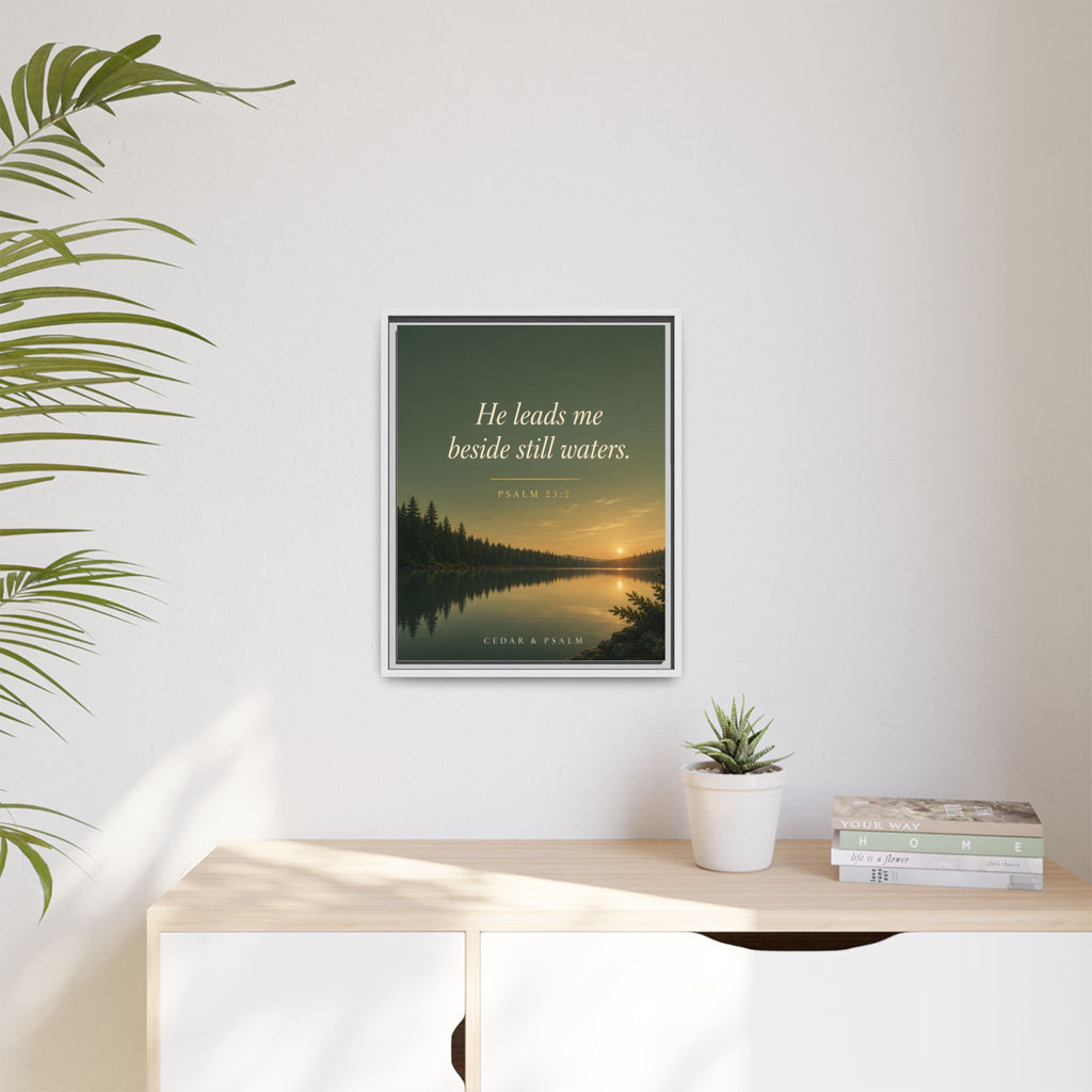 Still Waters — Framed Canvas | Psalm 23 Wall Art