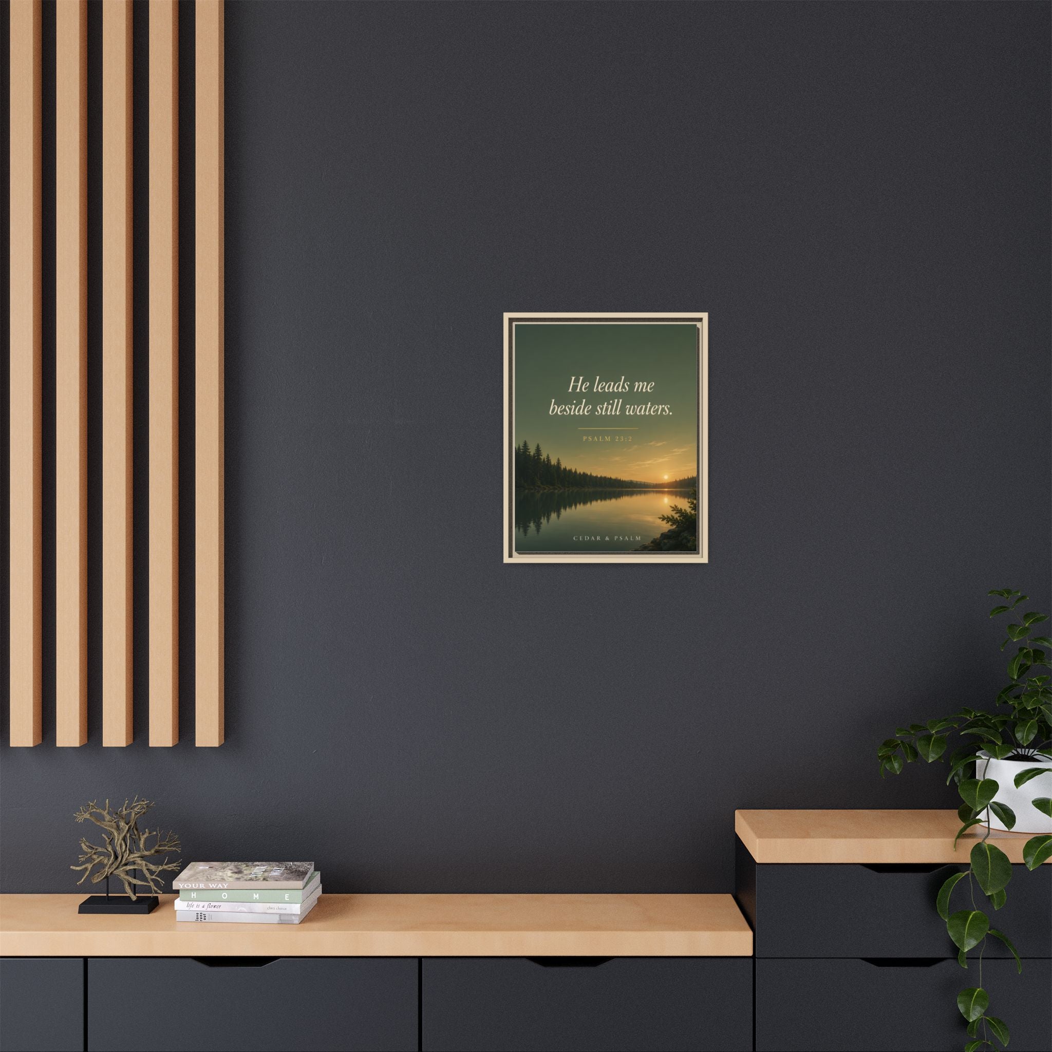 Still Waters — Framed Canvas | Psalm 23 Wall Art